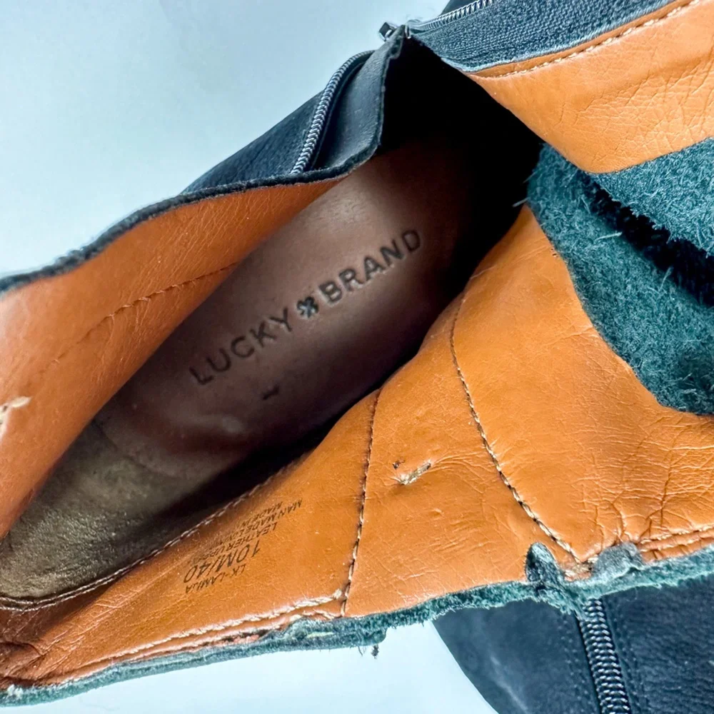 Lucky Brand Peep Toe Leather Booties